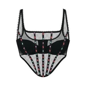 Victoria’s Secret Very Sexy Dark Blossom Embroidered Corset Top Size XL NWT